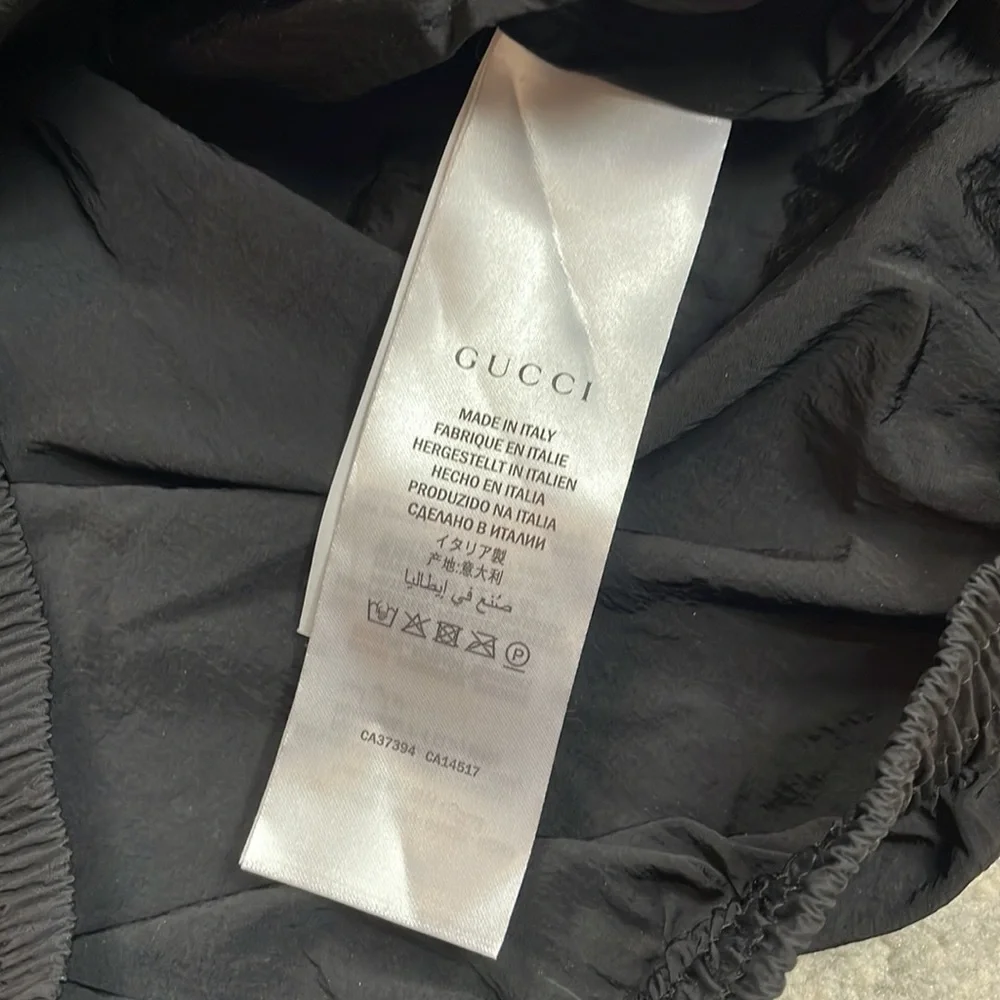 Gucci Oversized Nylon Track Jacket Water Repellent Black Green Red Mens Sz M